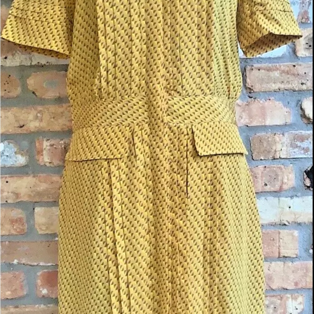 Pleated Short Sleeve Dress Marigold Size 6 NWT MSRP $2500 Belstaff 100% Silk - Picture 14 of 14